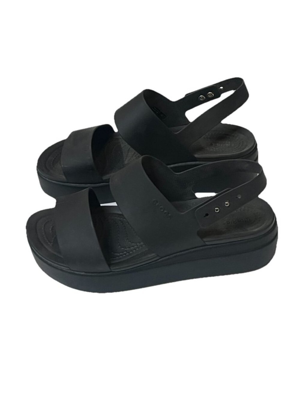 Crocs Brooklyn Low Wedge Sandals Black Platform Slingback Womens Sz 10